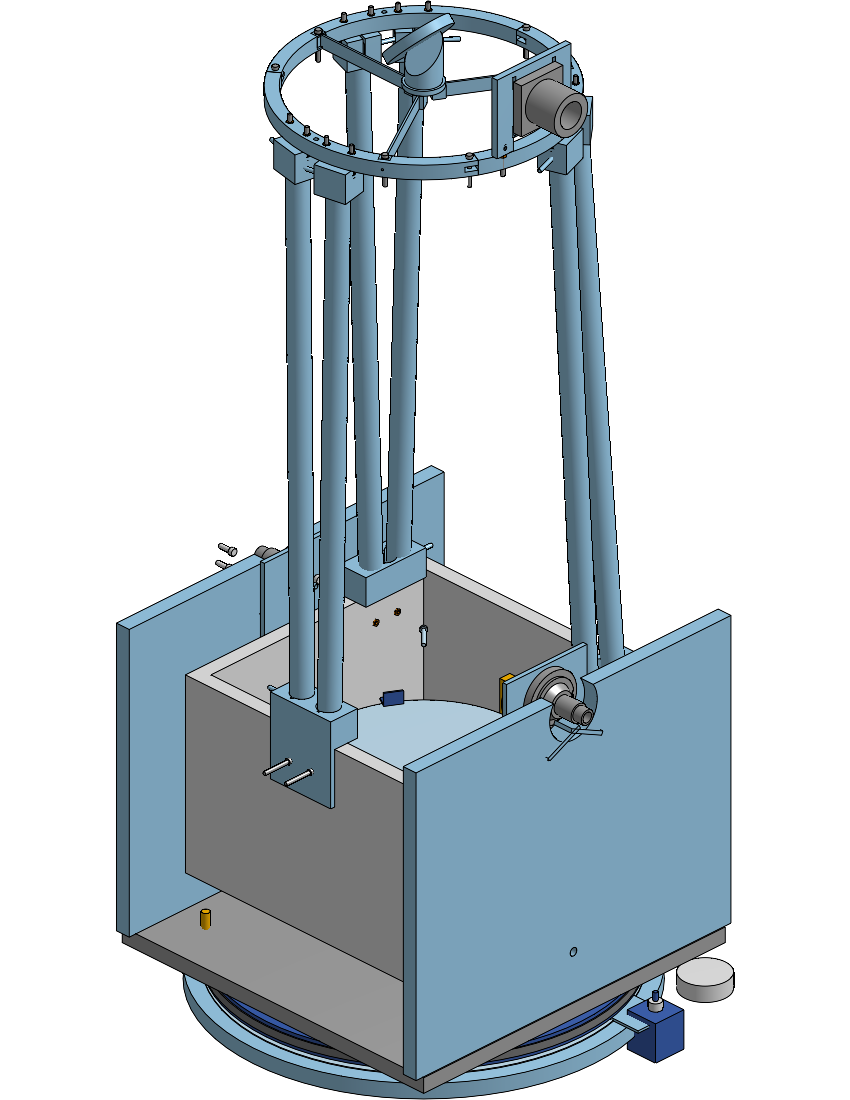 Isometric CAD render of the full telescope assembly